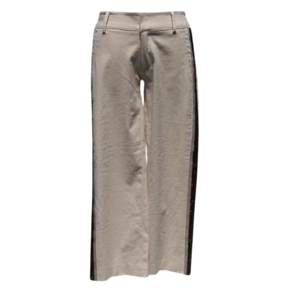 Cache Linen Blend Multi Color Bead Trim Crop Gaucho Pant Stretch New $98 NWT - Picture 4 of 7